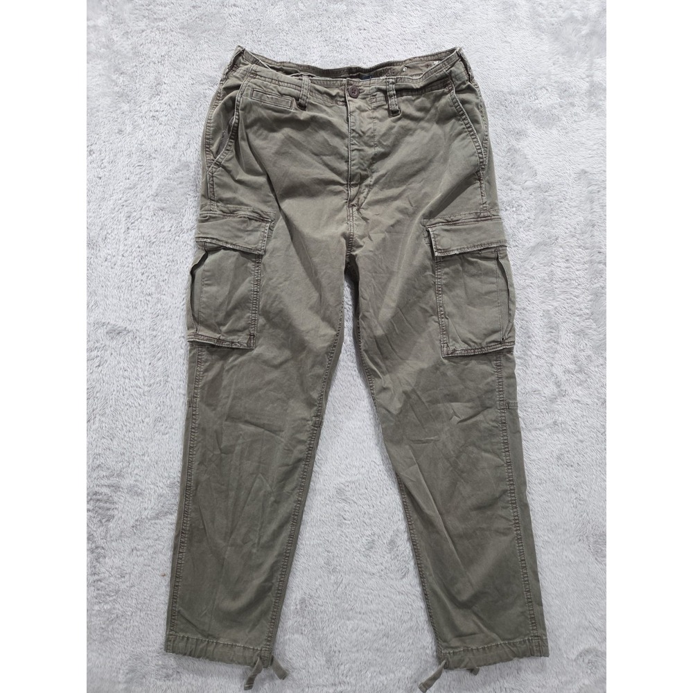 American Eagle Flex Cargo Pants Mens 30x30 Green Utility Drawstring Hem Casual